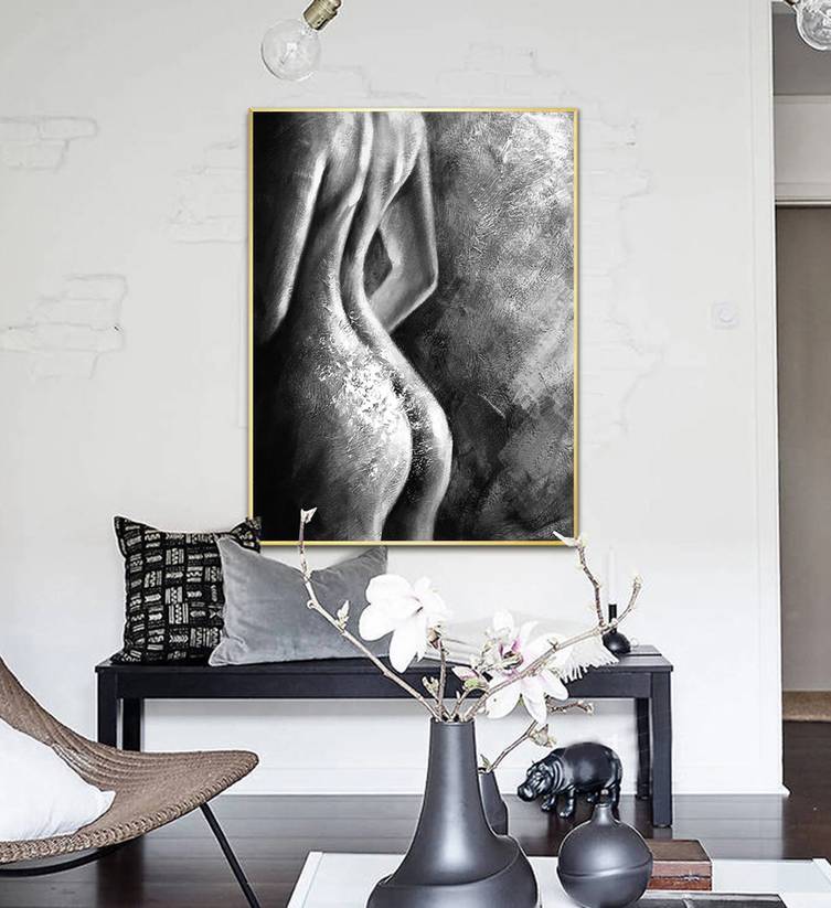 White Dining Contemporary Black Abstract Canvas Wall Art 858GS wall art